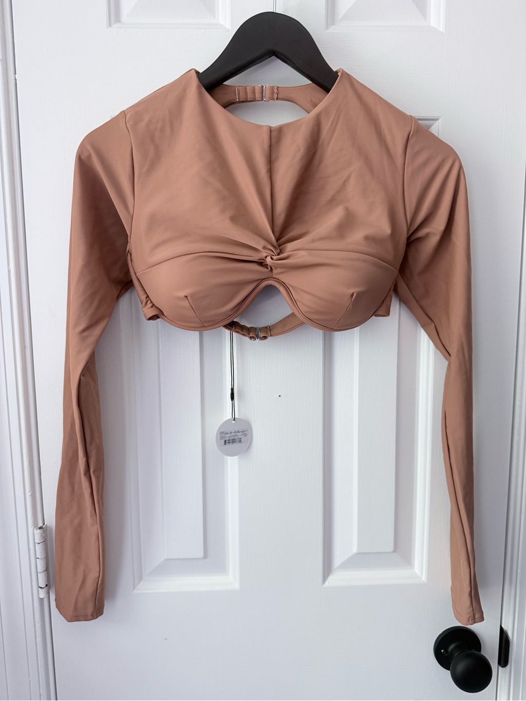 Nwt Andrea Iyamah Akacia Long Sleeve Bikini Top Nude Sz S Swimsuit Resort